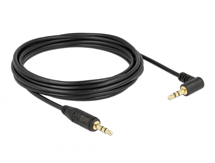 Delock Klinkenkabel 3,5 mm 3 Pin Stecker > Stecker gewinkelt 5 m schwarz