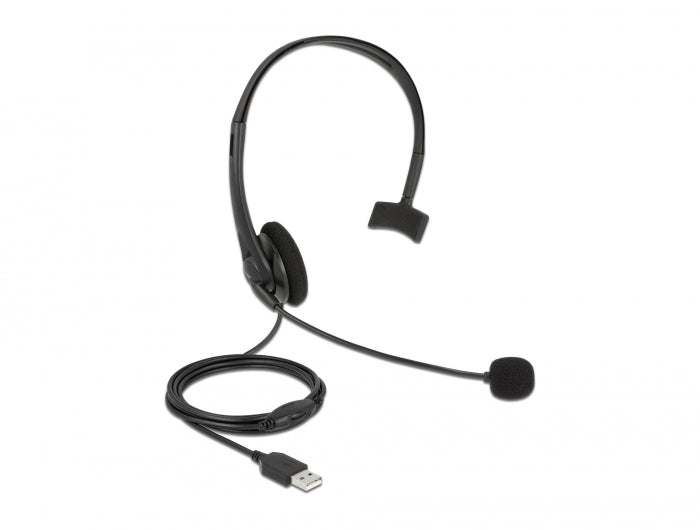 Delock USB Mono Headset mit Lautstärkeregler für PC und Notebook - Ultra-Leicht