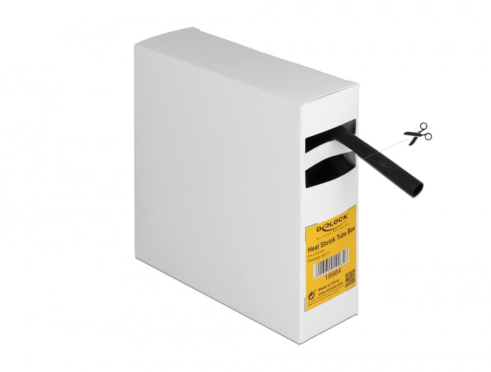 Delock Schrumpfschlauch Box, mit Innenkleber, Schrumpfungsrate 3:1, 5 m x 9,5 mm schwarz
