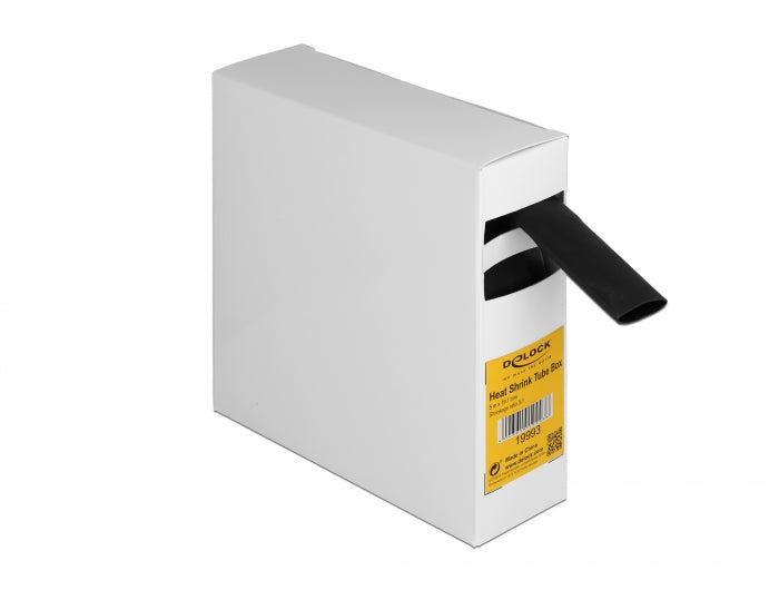 Delock Schrumpfschlauch Box, mit Innenkleber, Schrumpfungsrate 3:1, 5 m x 19,1 mm schwarz