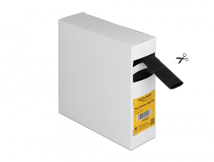 Delock Schrumpfschlauch Box, mit Innenkleber, Schrumpfungsrate 3:1, 5 m x 19,1 mm schwarz