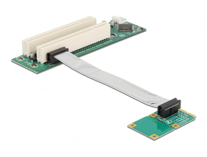 Delock Riser Karte Mini PCI Express > 2 x PCI mit flexiblem Kabel 13 cm links gerichtet