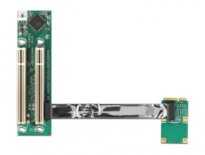 Delock Riser Karte Mini PCI Express > 2 x PCI mit flexiblem Kabel 13 cm links gerichtet