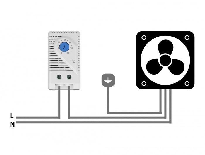Delock Thermostat mit Öffner-Kontakt für Hutschiene