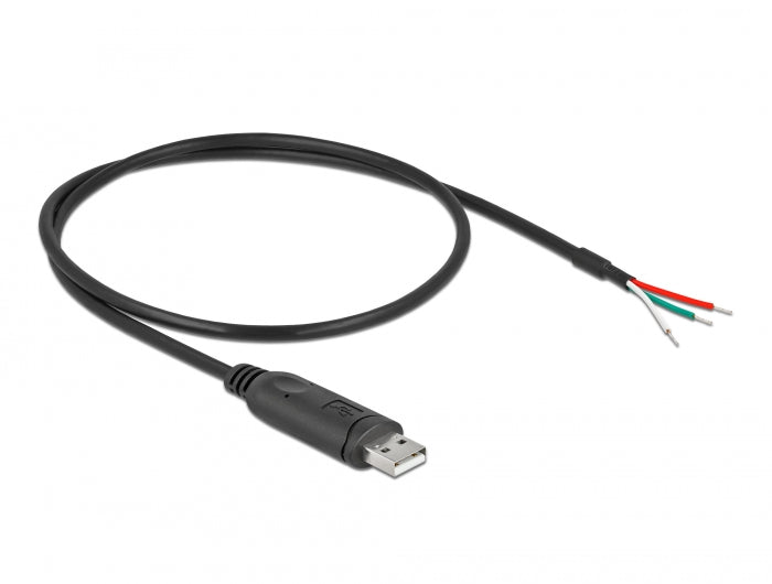 Delock Adapterkabel USB 2.0 Typ-A zu seriell RS-232 mit 3 offenen Kabelenden 0,5 m