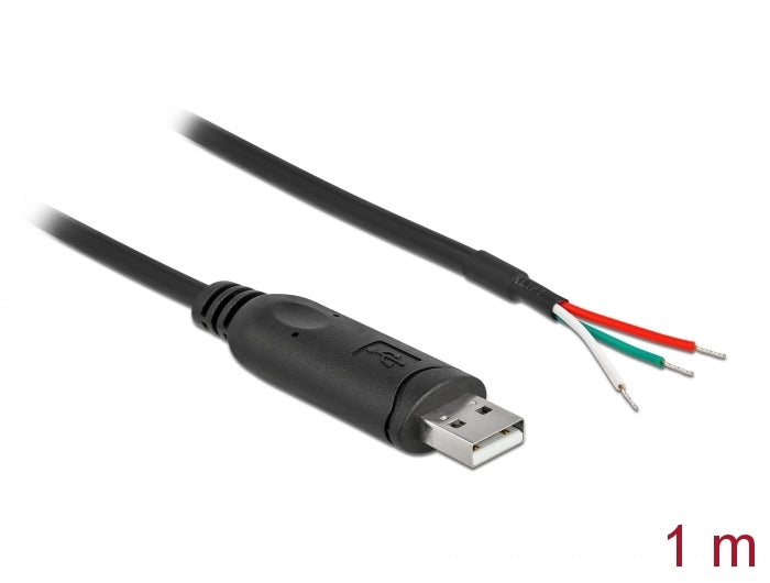Delock Adapterkabel USB 2.0 Typ-A zu seriell RS-232 mit 3 offenen Kabelenden 1 m