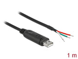 Delock Adapterkabel USB 2.0 Typ-A zu seriell RS-232 mit 3 offenen Kabelenden 1 m