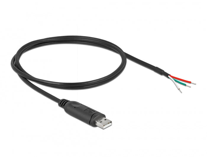 Delock Adapterkabel USB 2.0 Typ-A zu seriell RS-232 mit 3 offenen Kabelenden 1 m
