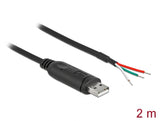 Delock Adapterkabel USB 2.0 Typ-A zu seriell RS-232 mit 3 offenen Kabelenden 2 m