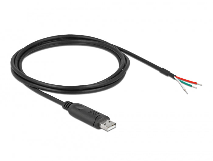 Delock Adapterkabel USB 2.0 Typ-A zu seriell RS-232 mit 3 offenen Kabelenden 2 m