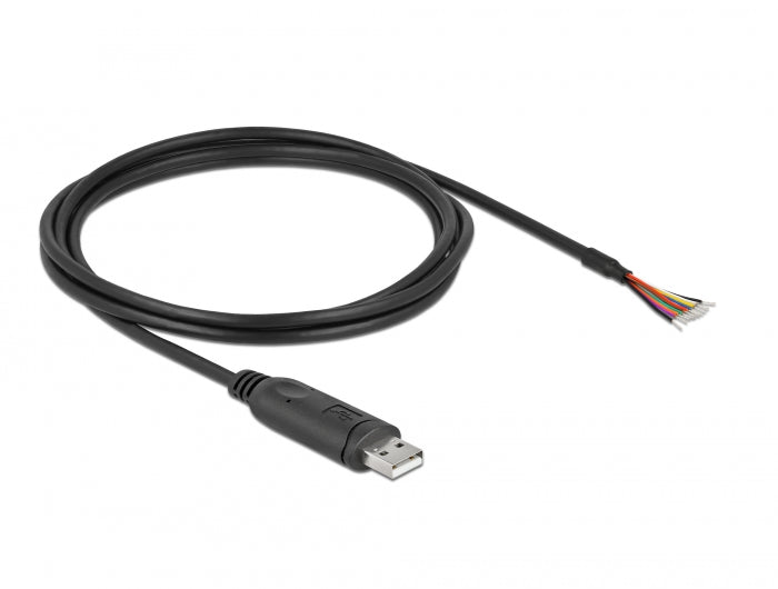 Delock Adapterkabel USB 2.0 Typ-A zu seriell RS-232 mit 9 offenen Kabelenden + Schirmung 2 m