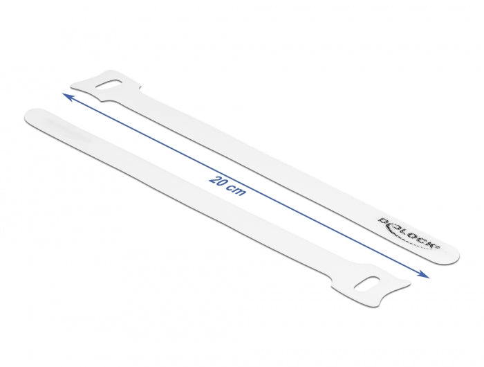 Delock Klett-Kabelbinder L 200 x B 12 mm weiß 10 Stück