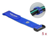 Delock Klett-Kabelbinder mit Schlaufe und Befestigungsöse L 190 x B 25 mm blau 5 Stück