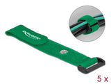 Delock Klett-Kabelbinder mit Schlaufe und Befestigungsöse L 190 x B 25 mm grün 5 Stück