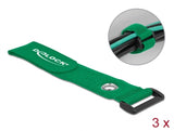 Delock Klett-Kabelbinder mit Schlaufe und Befestigungsöse L 280 x B 38 mm grün 3 Stück