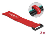 Delock Klett-Kabelbinder mit Schlaufe L 280 x B 38 mm rot 3 Stück