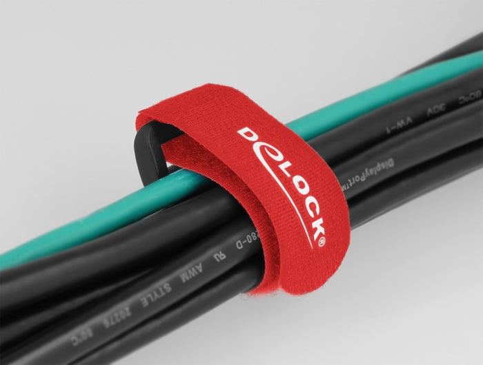 Delock Klett-Kabelbinder mit Schlaufe L 280 x B 38 mm rot 3 Stück
