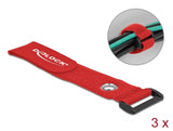 Delock Klett-Kabelbinder mit Schlaufe und Befestigungsöse L 280 x B 38 mm rot 3 Stück