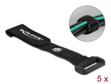 Delock Klett-Kabelbinder mit Schlaufe und Befestigungsöse L 150 x B 20 mm schwarz 5 Stück