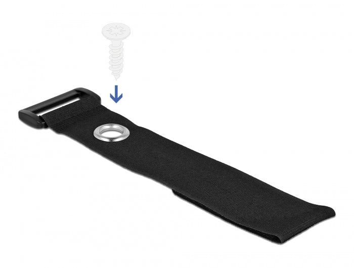 Delock Klett-Kabelbinder mit Schlaufe und Befestigungsöse L 280 x B 38 mm schwarz 3 Stück