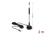 Delock DAB+ Antenne F Stecker 0 dBi omnidirektional mit magnetischem Standfuß starr schwarz