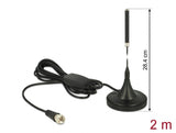 Delock DAB+ Antenne F Stecker 21 dBi aktiv starr omnidirektional mit magnetischem Standfuß RG-174 2 m schwarz