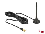 Delock LTE / GSM / UMTS Antenne SMA Stecker 3 dBi starr omnidirektional mit magnetischem Standfuß und Anschlusskabel RG-174 2 m outdoor schwarz