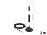 Delock GSM Antenne Quadband SMA Stecker 5 dBi starr omnidirektional mit magnetischem Standfuß und Anschlusskabel RG-58 3 m outdoor schwarz