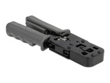 Delock Crimpzange mit Abisolierer und Netzwerktester für 8P (RJ45), 6P (RJ12/11), 6P DEC oder 4P (RJ10) Stecker