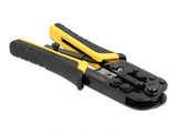 Delock Universelle Crimpzange mit Abisolierer für 8P (RJ45) oder 6P (RJ12/11) Stecker