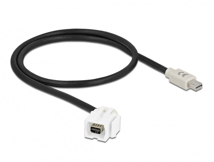 Delock Keystone Modul mini DisplayPort Buchse 110° > mini DisplayPort Stecker mit Kabel weiß