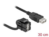 Delock Keystone Modul USB 2.0 A Buchse 110° > USB 2.0 A Buchse mit Kabel schwarz