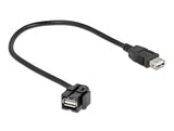Delock Keystone Modul USB 2.0 A Buchse 110° > USB 2.0 A Buchse mit Kabel schwarz