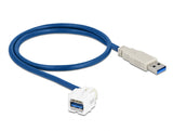 Delock Keystone Modul USB 5 Gbps Typ-A Buchse 250° zu Typ-A Stecker mit 0,5 m Kabel weiß