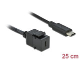 Delock Keystone Modul USB 5 Gbps Type-C™ Buchse zu USB Type-C™ Stecker mit Kabel 25 cm