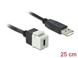 Delock Keystone Modul USB 2.0 C Buchse > USB 2.0 A Stecker mit Kabel