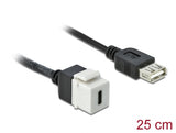 Delock Keystone Modul USB 2.0 C Buchse > USB 2.0 A Buchse mit Kabel