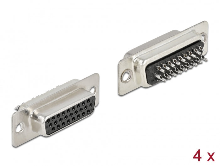 Delock D-Sub HD 26 Pin Buchse Metall, Lötversion, 4 Stück