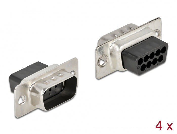 Delock D-Sub 9 Pin Crimp Stecker, Metall, 4 Stück