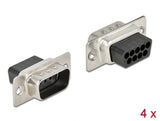 Delock D-Sub 9 Pin Crimp Stecker, Metall, 4 Stück