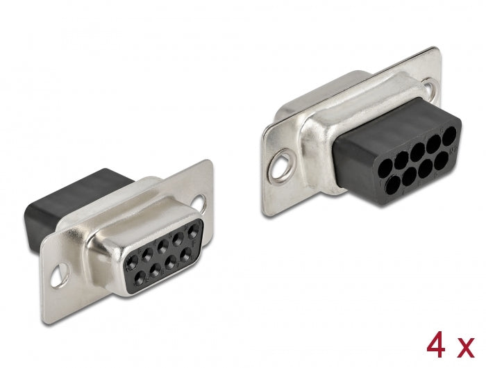 Delock D-Sub 9 Pin Crimp Buchse, Metall, 4 Stück
