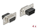 Delock D-Sub 9 Pin Crimp Buchse, Metall, 4 Stück