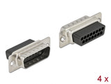 Delock D-Sub 15 Pin Crimp Stecker, Metall, 4 Stück