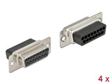 Delock D-Sub 15 Pin Crimp Buchse, Metall, 4 Stück