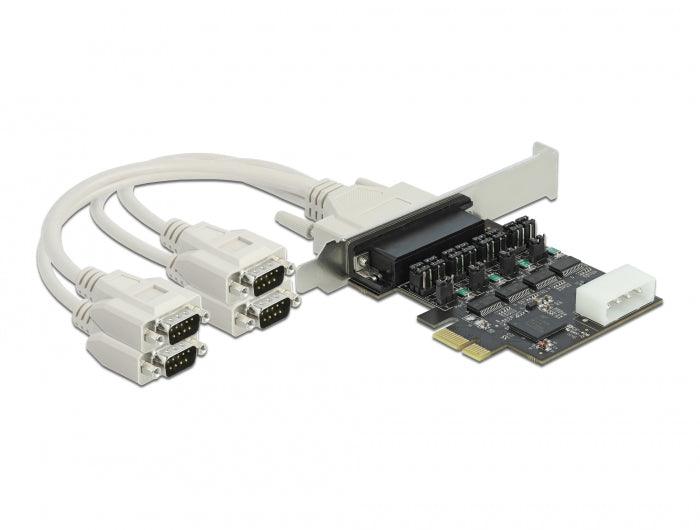 Delock PCI Express x1 Karte zu 4 x Seriell RS-232 mit Spannungsversorgung 5 V / 12 V