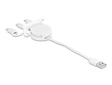 Delock Easy 45 Modul USB 2.0 3 in 1 Aufrollkabel USB Typ-A zu USB-C™, Micro USB und Lightning weiß