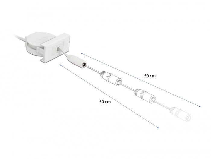 Delock Easy 45 Modul Power Ausrollkabel DC 5,5 x 2,1 mm Buchse / Buchse weiß