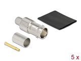 Delock BNC Buchse 75 Ohm zum Crimpen RG-6 mit passendem Schrumpfschlauch - 5 Stück
