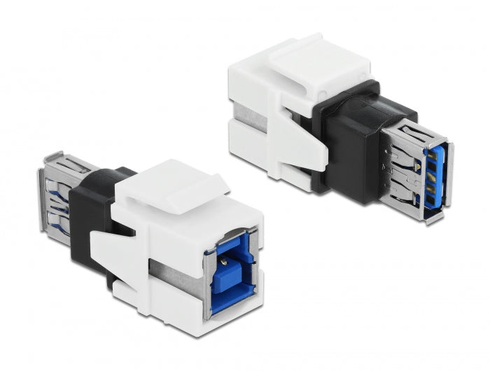 Delock Keystone Modul USB 5 Gbps A Buchse > USB 5 Gbps B Buchse weiß