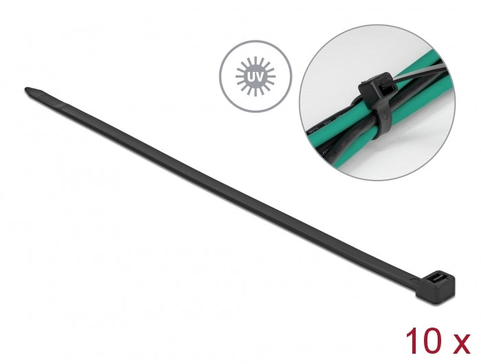Delock Kabelbinder UV-beständig L 920 x B 9,0 mm schwarz 10 Stück